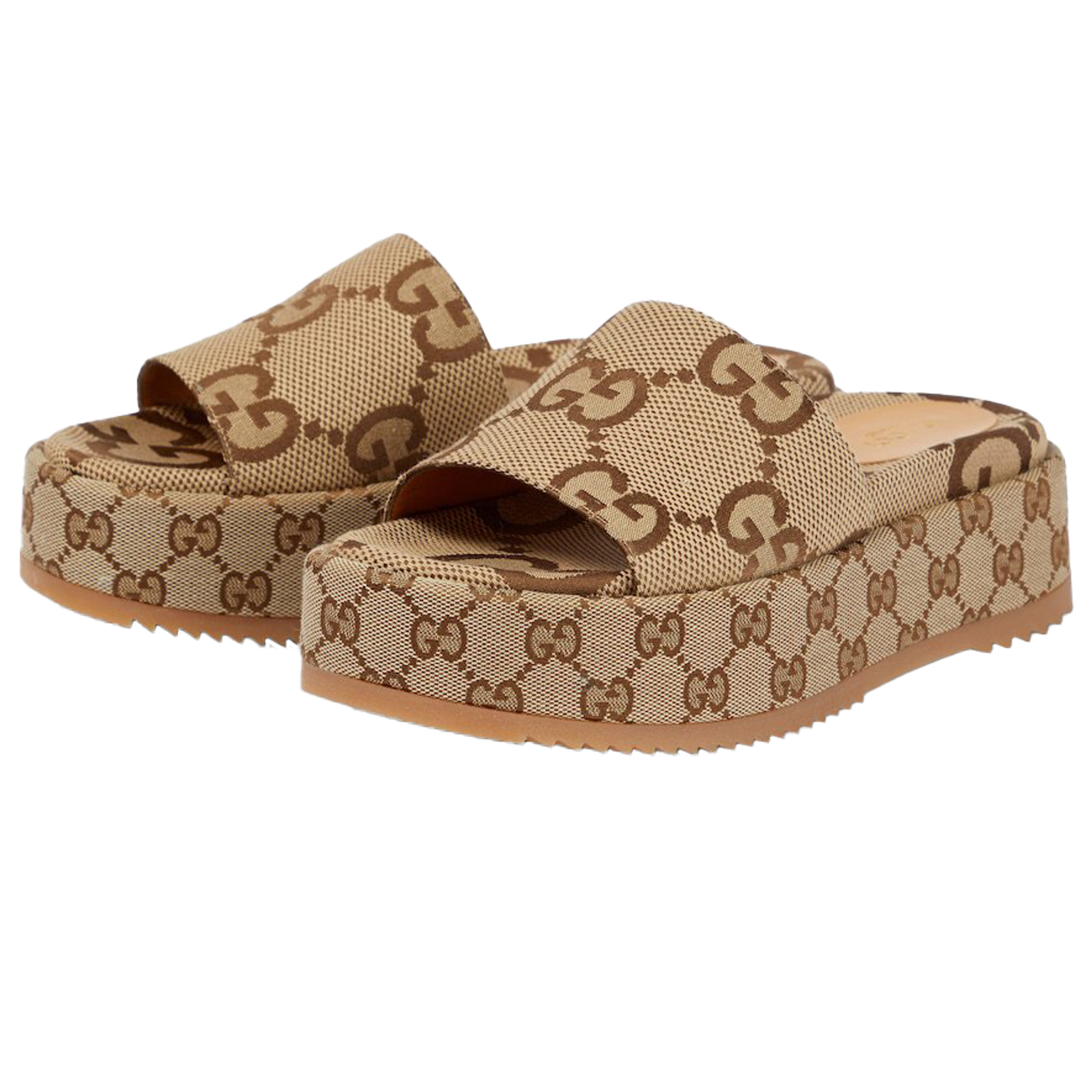 Gucci Angelina Platform 55mm Sandal Camel Canvas