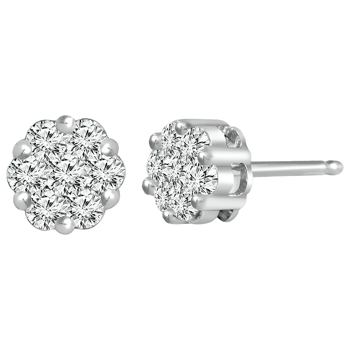 14 Karat Yellow White Ladies Diamond Stud Earrings 1.00 Carats