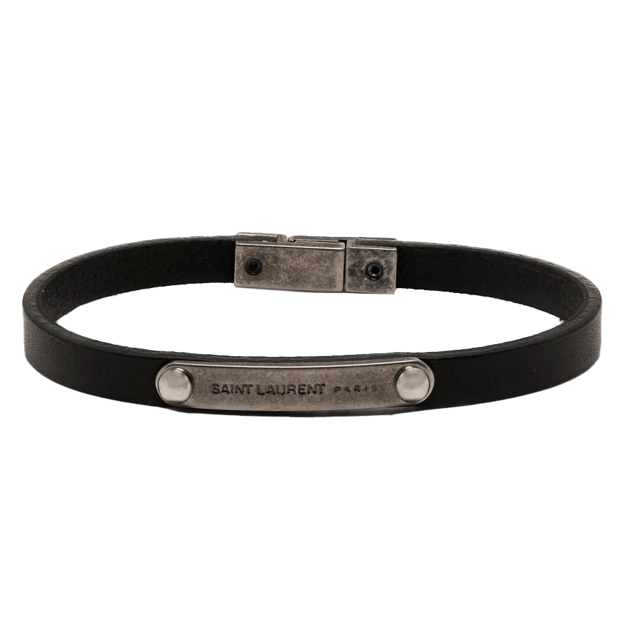 Saint Laurent ID Plaque leather bracelet