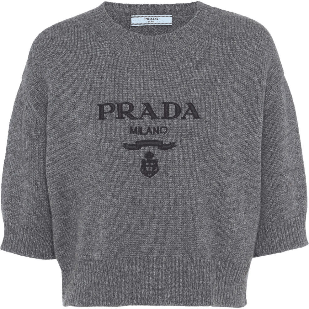Prada logo-intarsia cropped wool jumper