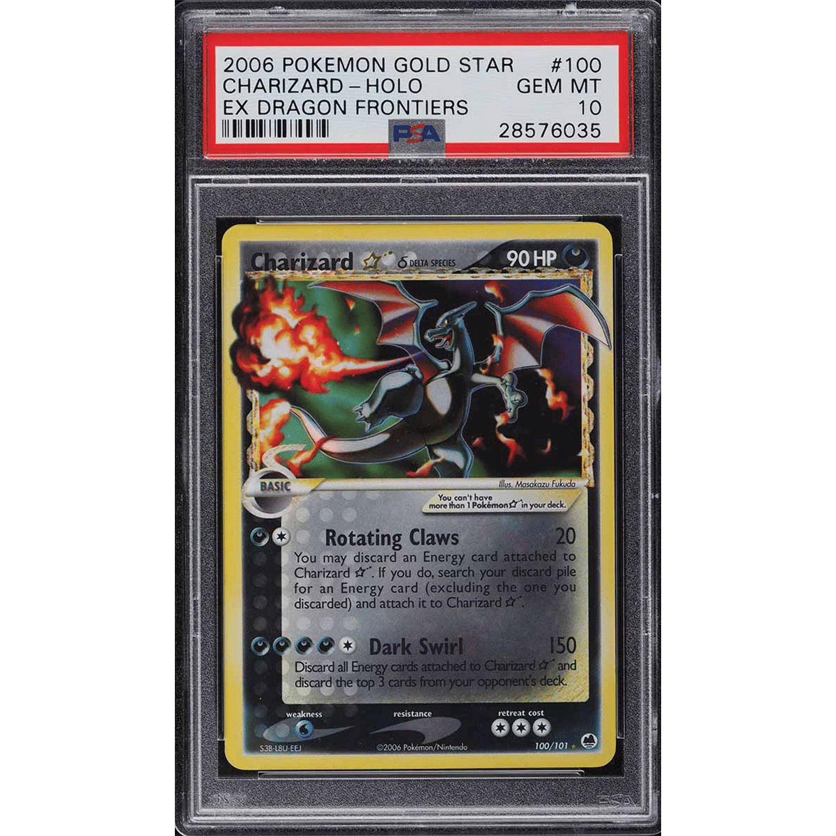 2006 Pokemon EX Dragon Frontiers Holo Charizard Gold Star #100 PSA 10 GEM MINT