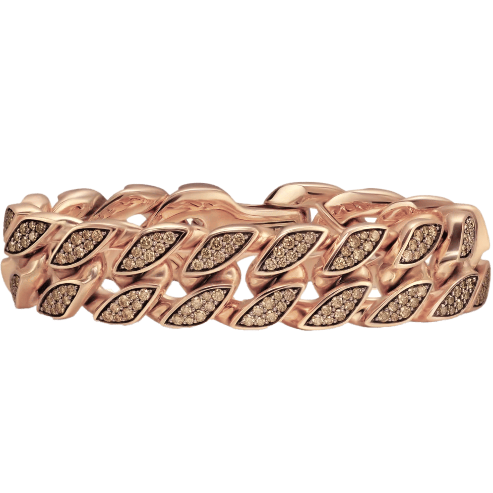 David Yurman Curb Chain Bracelet 18K Rose Gold with Cognac Diamonds, 18mm