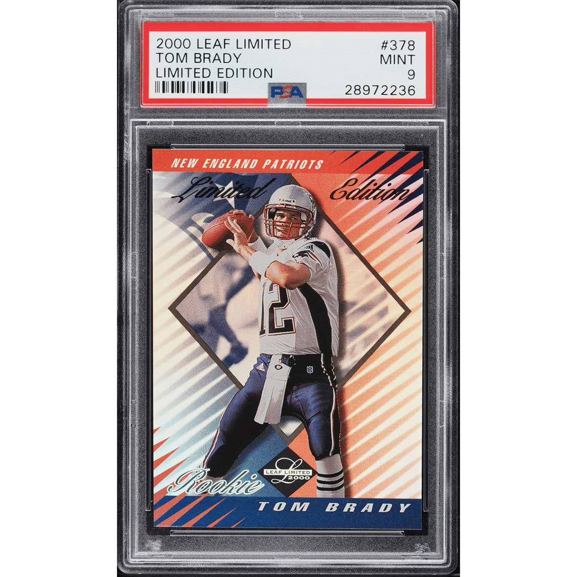 2000 Leaf Limited Edition Tom Brady ROOKIE /50 #378 PSA 9 MINT