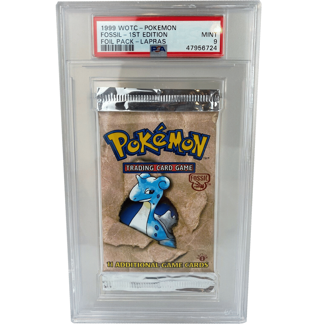 PSA 9 Mint Pokemon 1st Edition Fossil Lapras Booster Pack