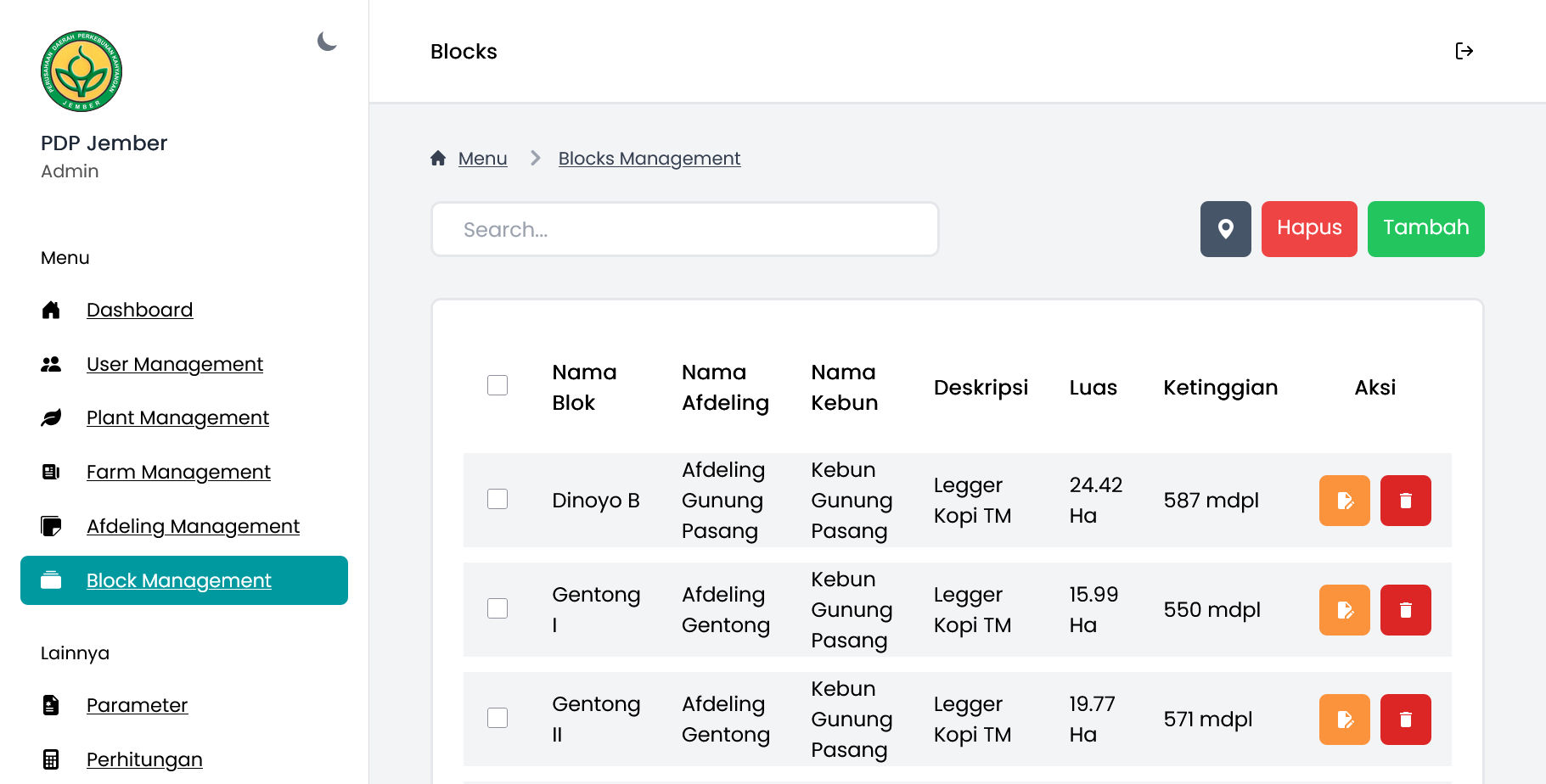 PDP GIS - Block Management