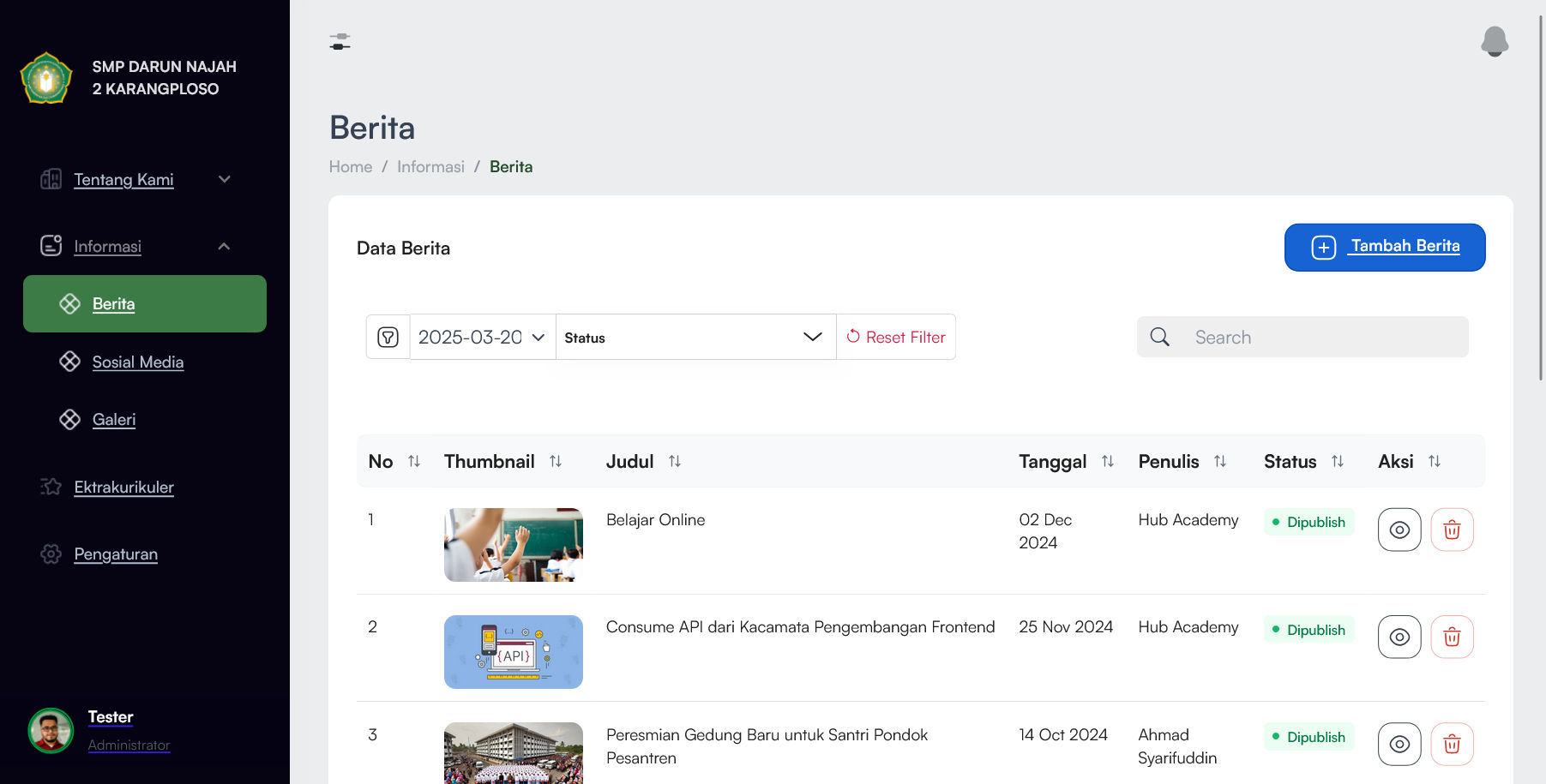 PPAI Darun Najah 2 Malang - Main Dashboard