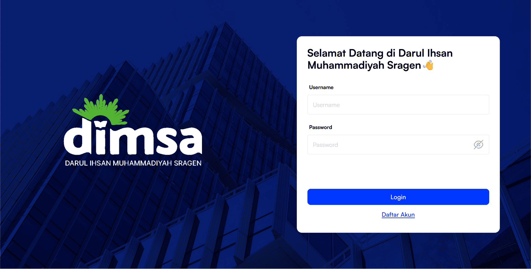 Darul Ihsan Muhammadiyah Sragen - Login Page
