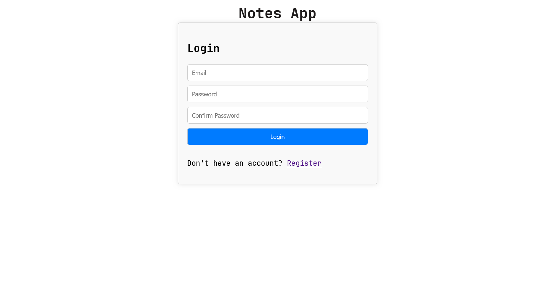 Notes App - Login View