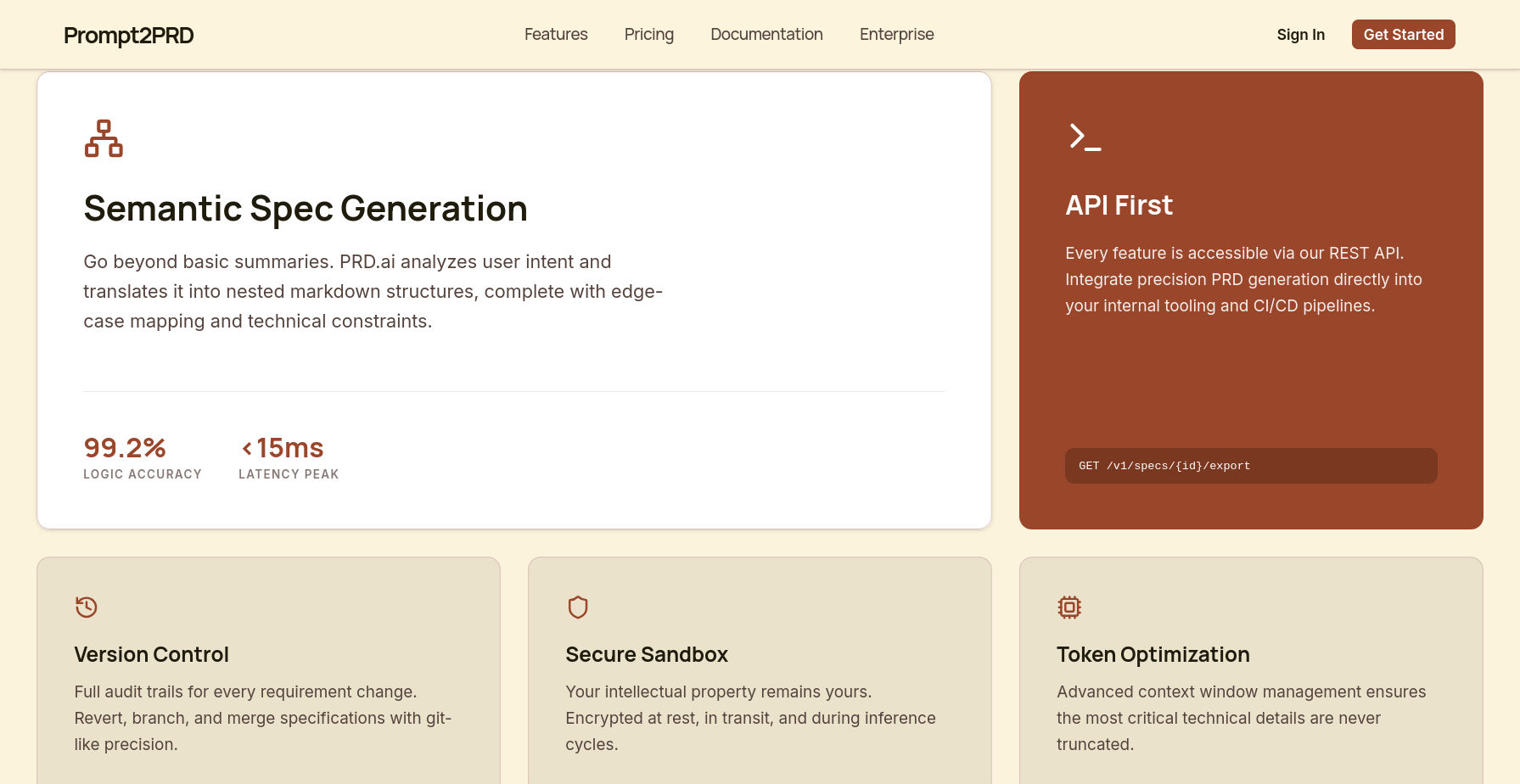 Prompt2PRD Landing Page 2