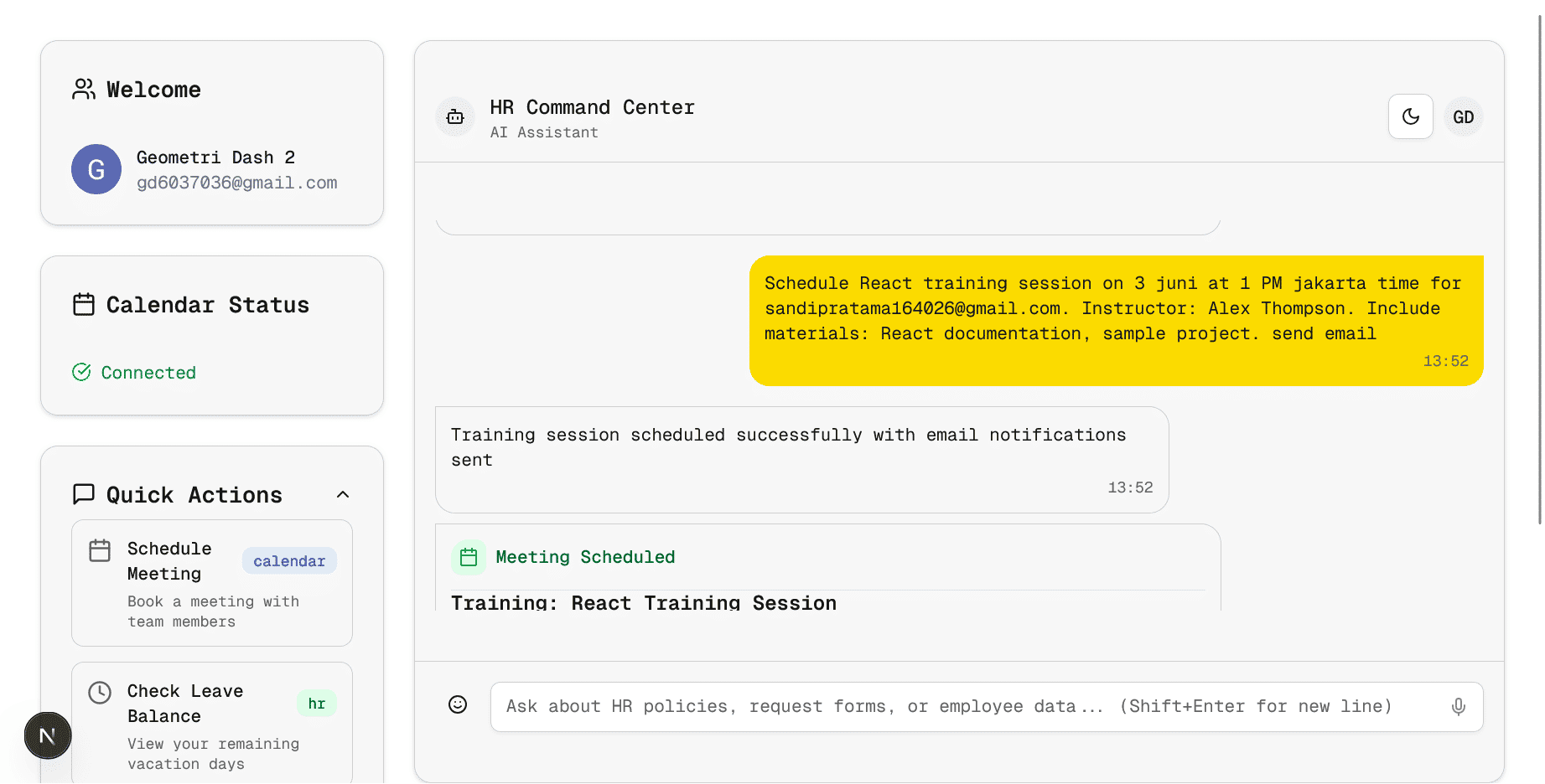 HR Command Center - Light Mode
