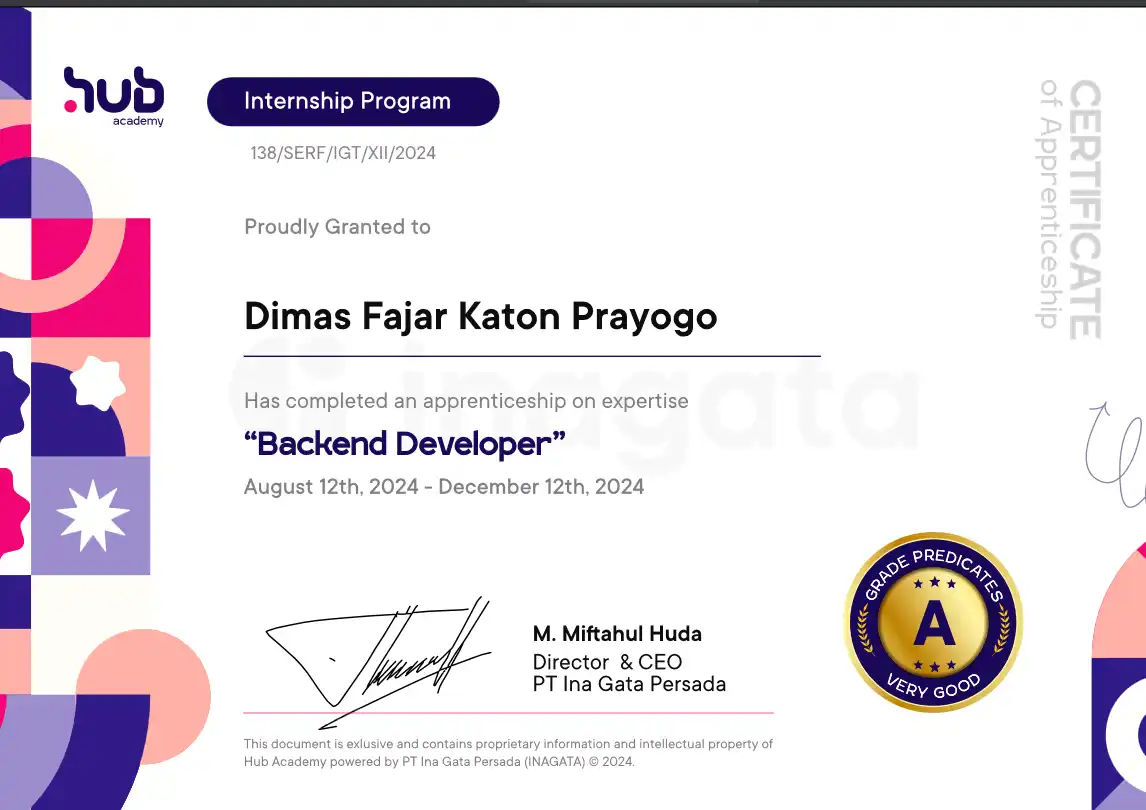 Backend Inagata Certificate
