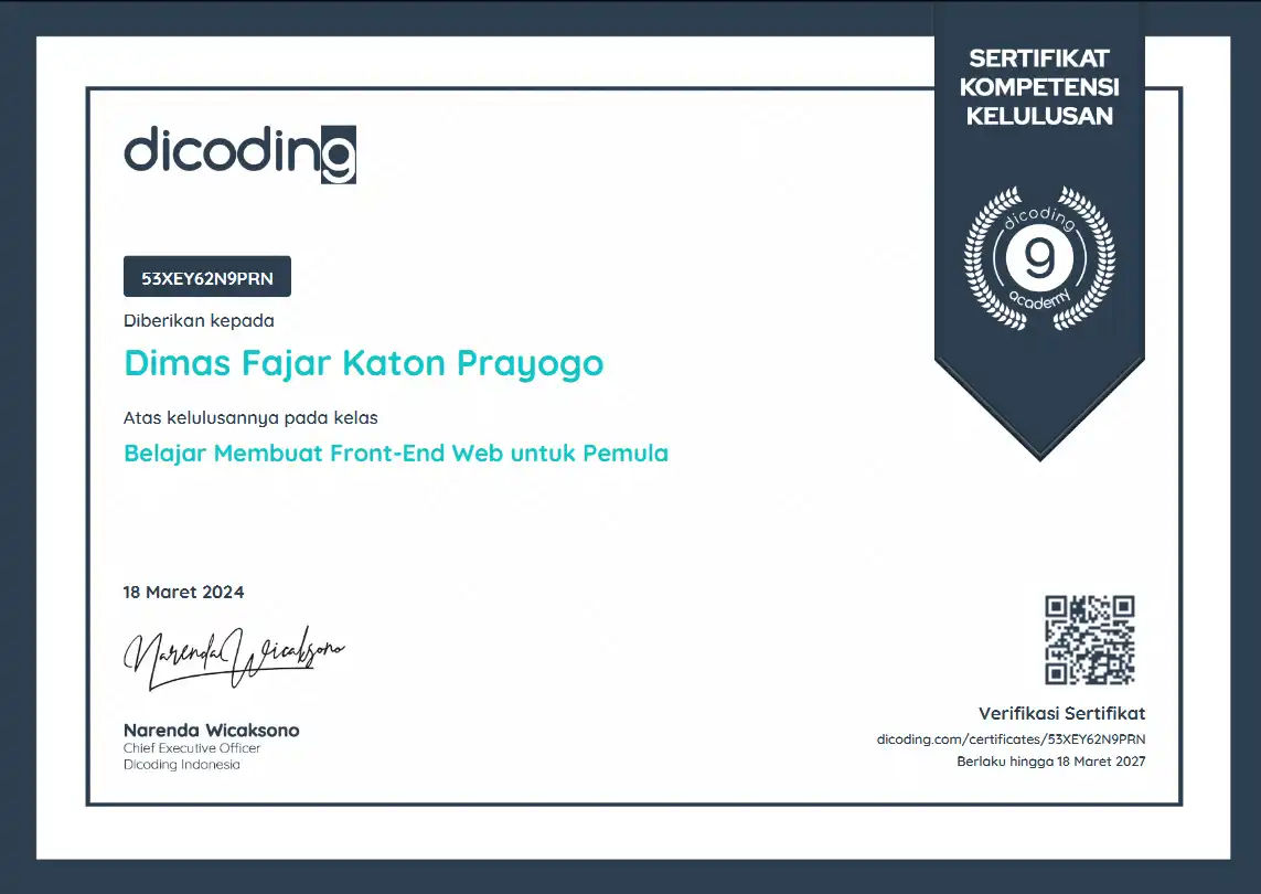 Frontend Beginner Certificate