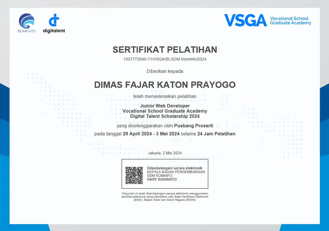 Web Development BWI Certificate