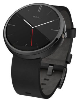 Motorola Moto 360 - Black Leather Smart Watch