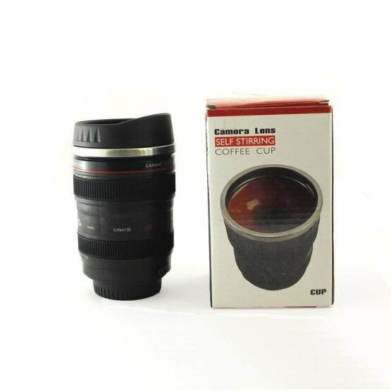 Self Stirring Camera Lens Travel Coffee Mug