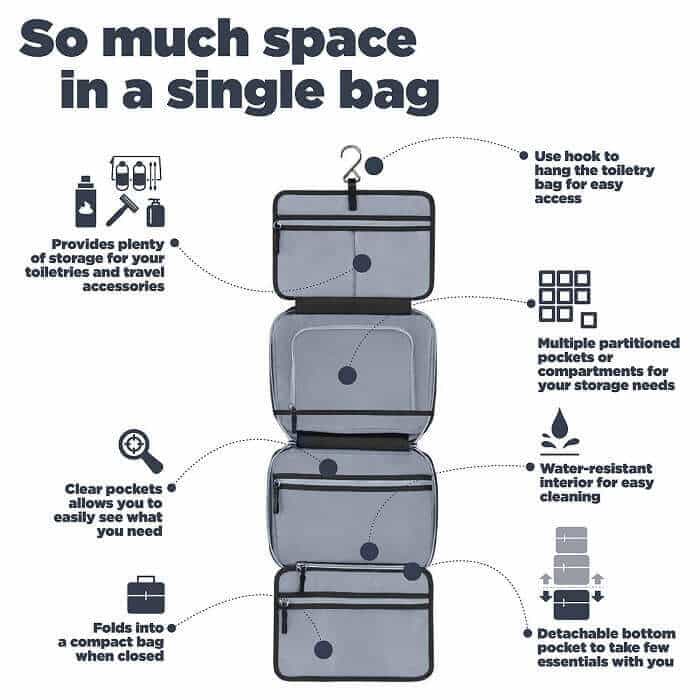 Jagurds Hanging Travel Toiletry Bag 