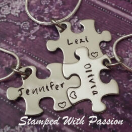 Personalized Puzzle Piece Necklace Set