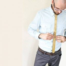 Wooden Reversible Skinny Tie