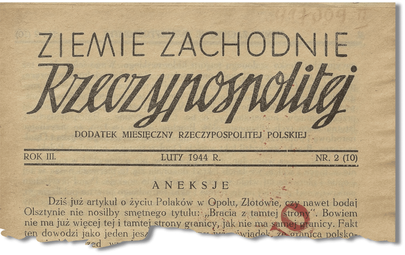 Ziemie Zachodnie Rzeczypospolitej : dodatek miesięczny Rzeczypospolitej Polskiej nr 2 (luty 1944)