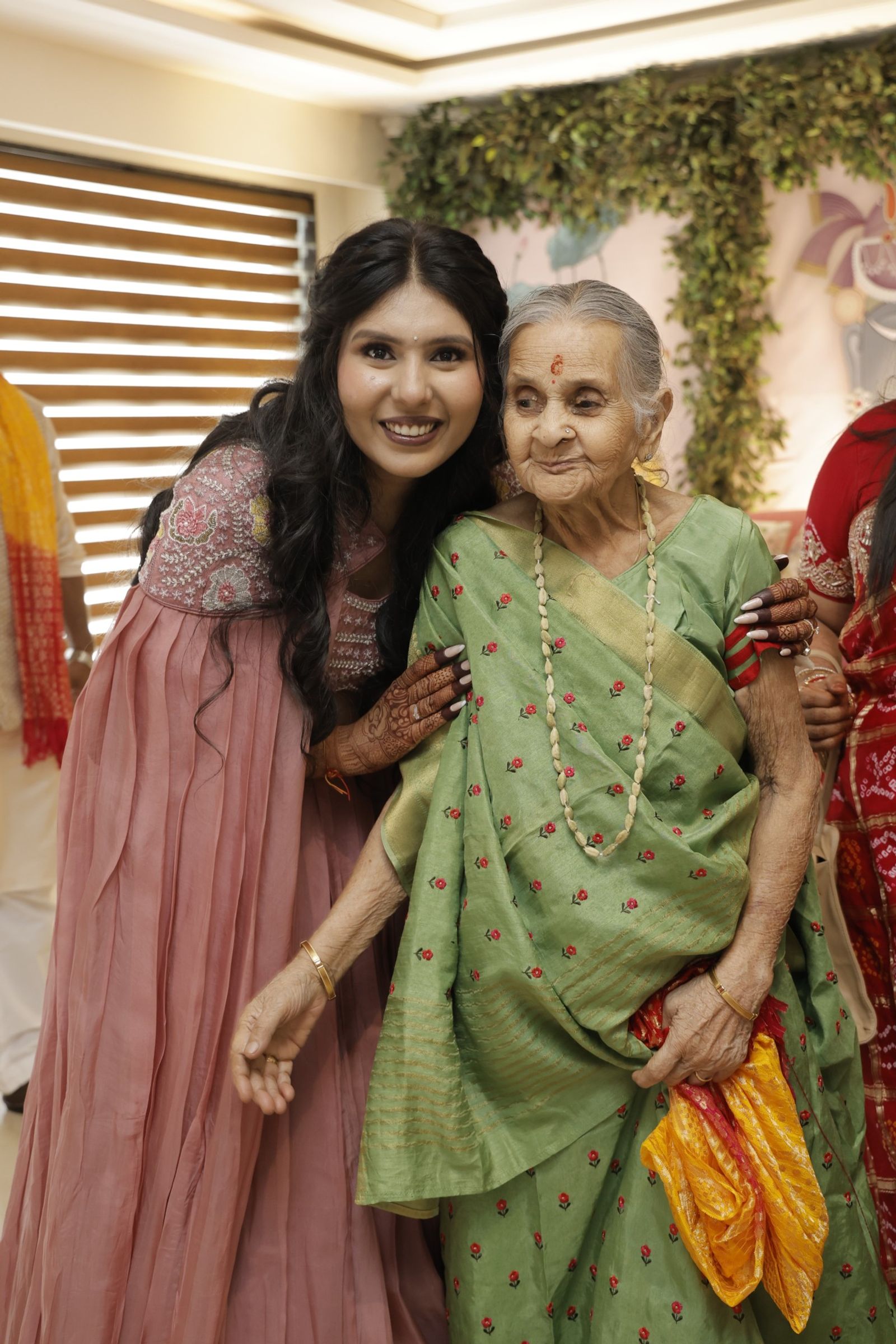 Saloni with an elder of the family at the mayra