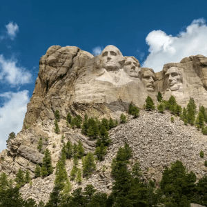 Panoramic view of Mount Rushmore in South Dakota