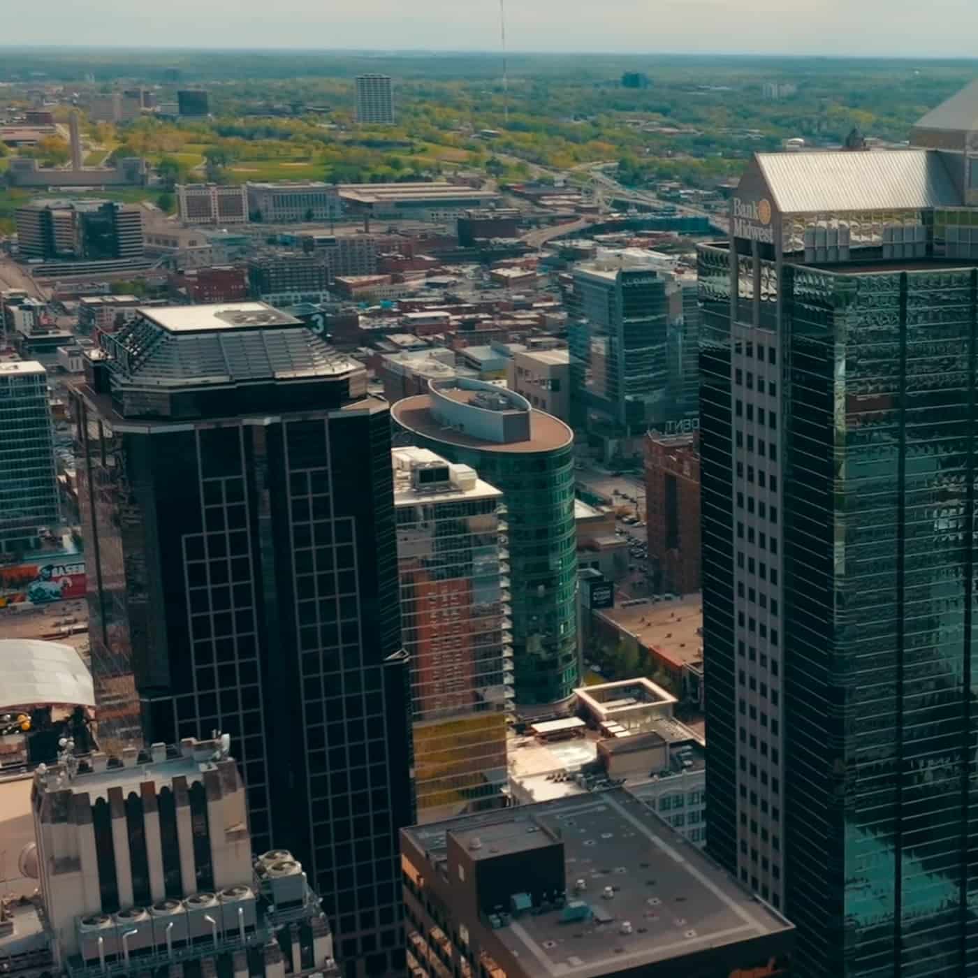 Drone footage of Kansas City in the state of Kansas