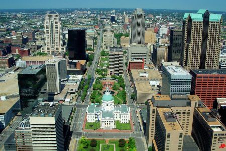 St. Louis city skyline from above