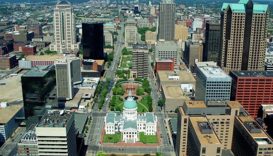 St. Louis city skyline from above