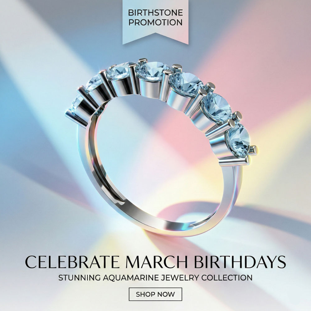 Aquamarine Birthstone Rings - March Birthstone Jewelry Collection
