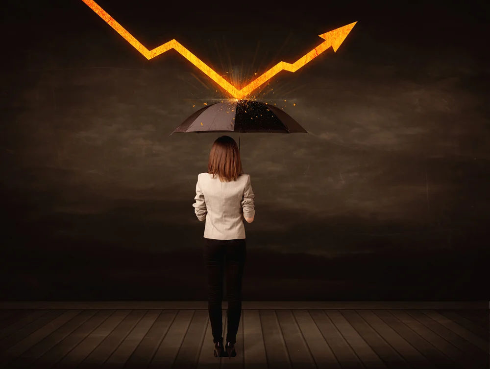 6329-businesswoman-standing-with-umbrella-keeping-orange-arrow-concept-on-background.webp