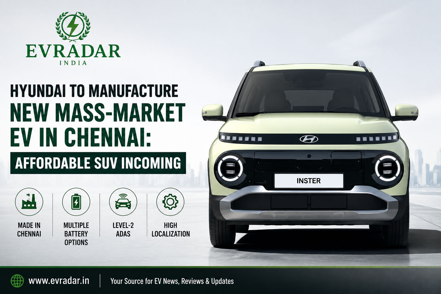 Hyundai's Affordable Electric SUV Set for Indian Production: Chennai Facility to Lead Manufacturing