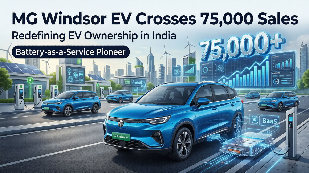 MG Windsor EV Crosses 75,000 Sales Milestone, Reshaping India's Electric Vehicle Ownership Model