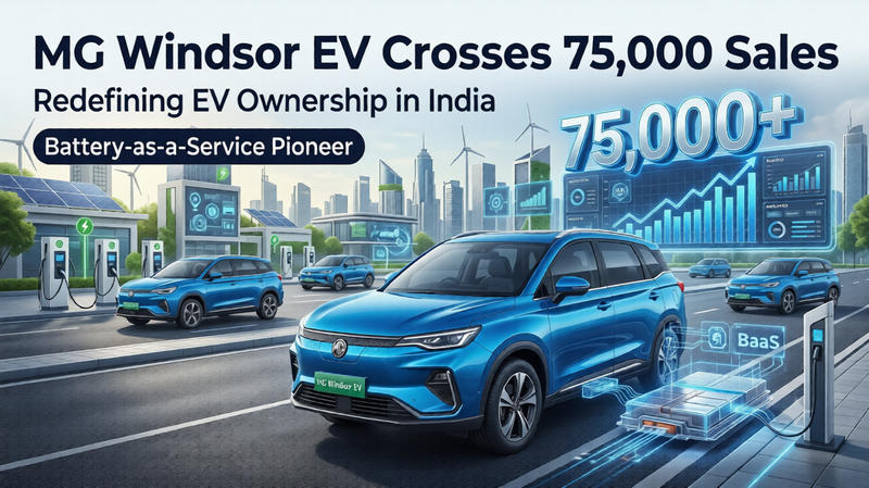 MG Windsor EV Crosses 75,000 Sales Milestone, Reshaping India's Electric Vehicle Ownership Model