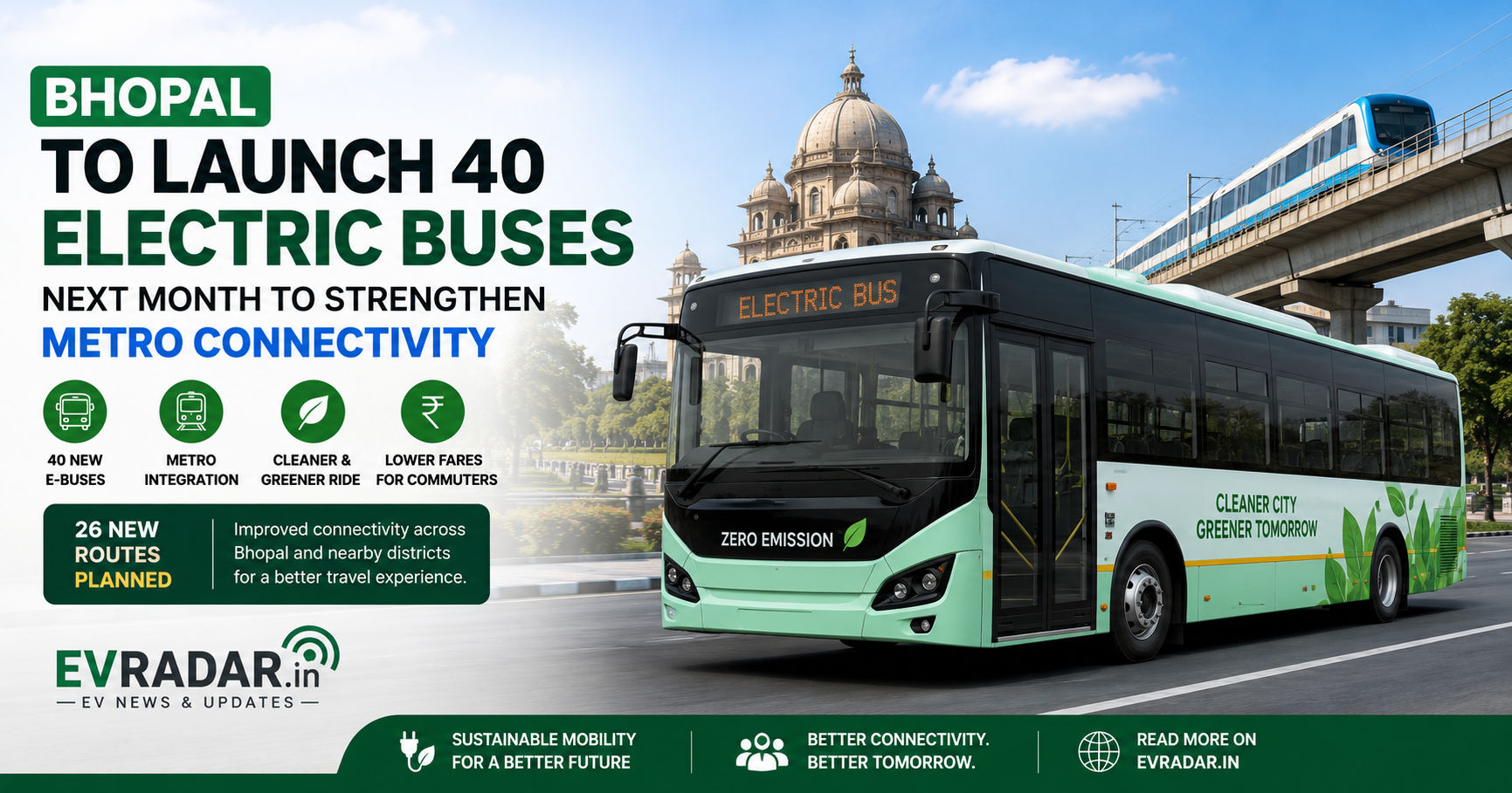 Bhopal to Launch 40 Electric Buses Next Month to Strengthen Metro Connectivity