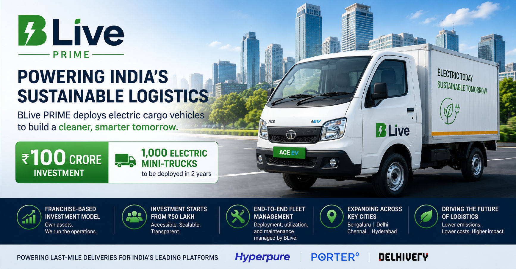 BLive PRIME Launches ₹100 Crore Initiative to Deploy 1,000 Electric Cargo Vehicles Across India