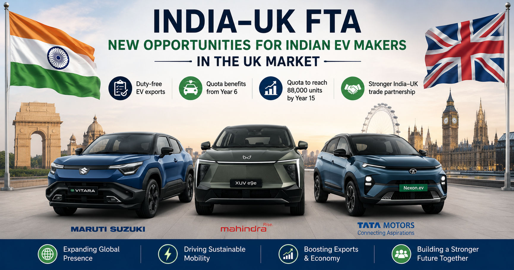 Indian Automakers Set Sights on UK EV Market Through India-UK Free Trade Agreement