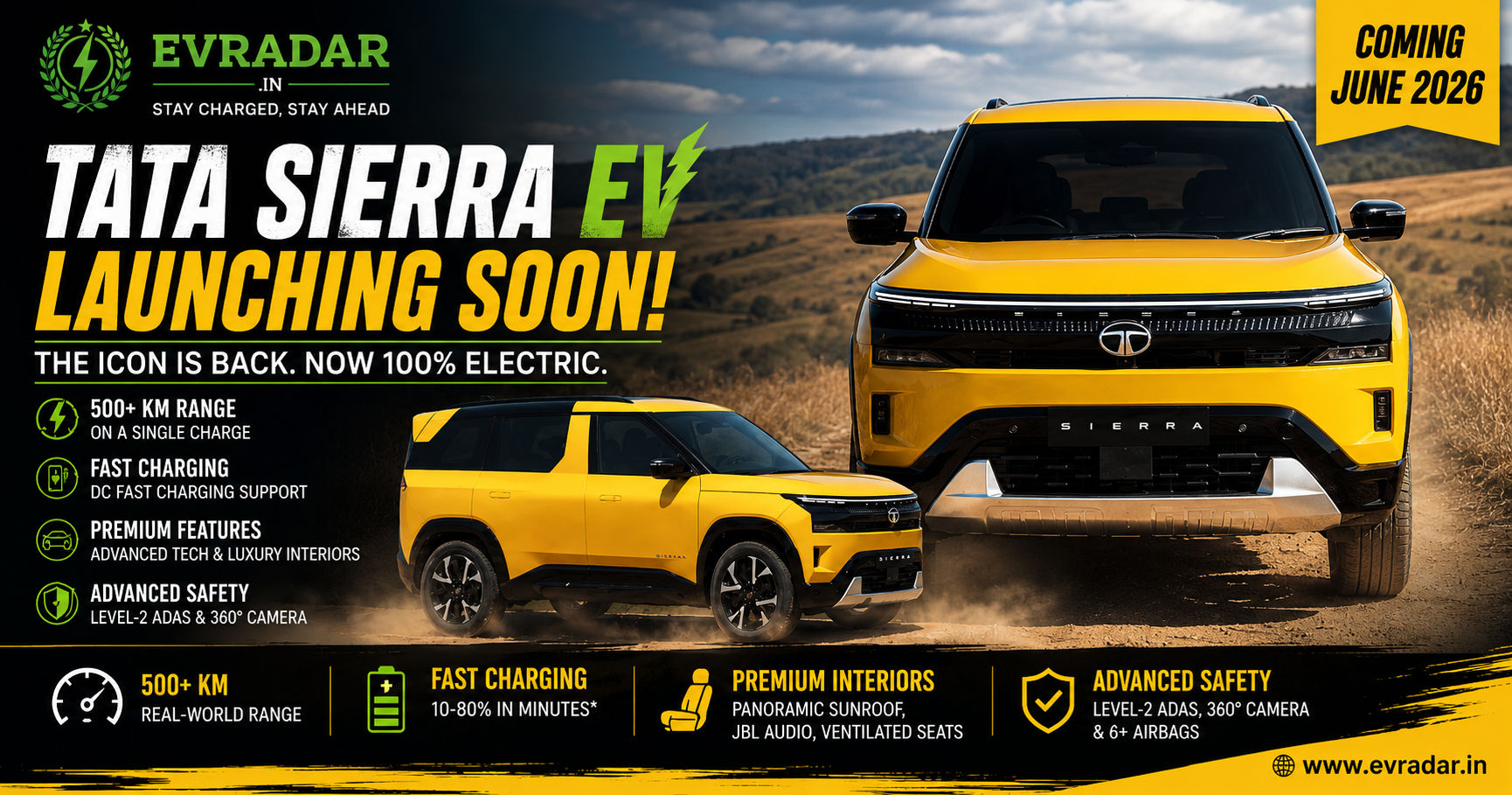 TATA SIERRA EV LAUNCH PRICE RANGE FEATURES INDIA 2026