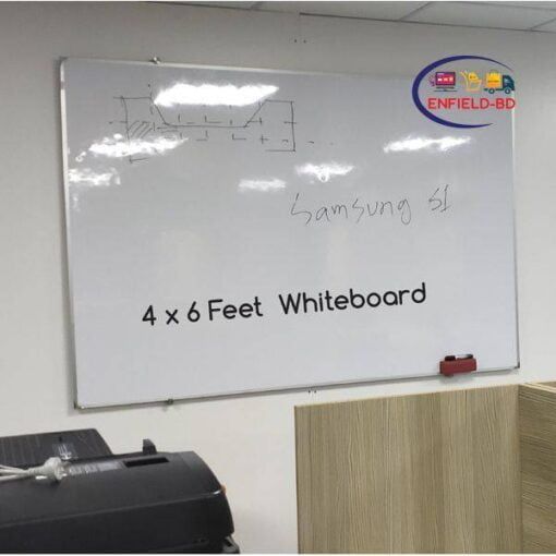 4×6 Feet Whiteboard Milk White Formica With Aluminium Frame – 0.5″