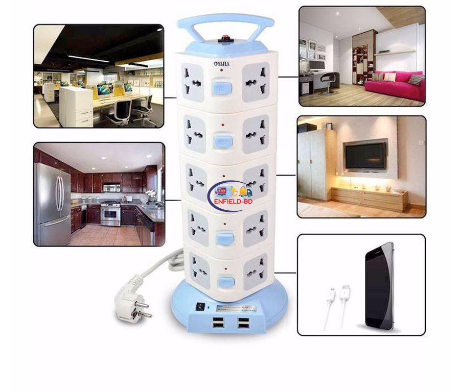 Multiprise USB ESSENTIELB bureau switch 3 prises + 2 USB