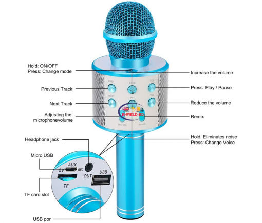 Portable W ireless Karaoke Microphone,Built-in B luetooth Speaker K9 