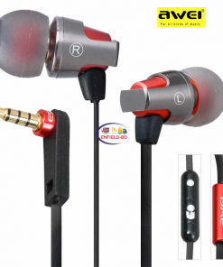 Earphones / Headset Awei ES-860hi Headset Earphone 3.5mm Jack Earbuds Earphone – Red Enfield-bd.com 