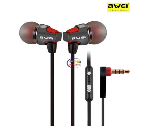 Earphones / Headset Awei ES-860hi Headset Earphone 3.5mm Jack Earbuds Earphone – Red Enfield-bd.com