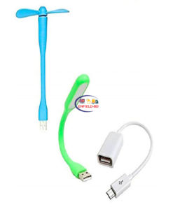 Charger & Adapter Combo of USB Fan USB Light and OTG Cable Enfield-bd.com