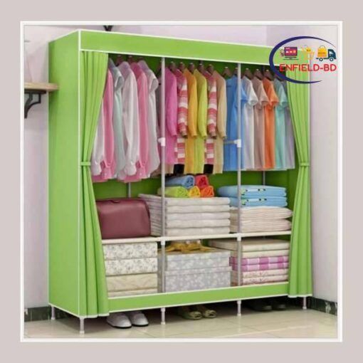 Cloth Storage Wardrobe Almirah 3 Part – Green