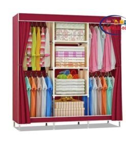 Cloth Storage Wardrobe Almirah 3 Part – Red