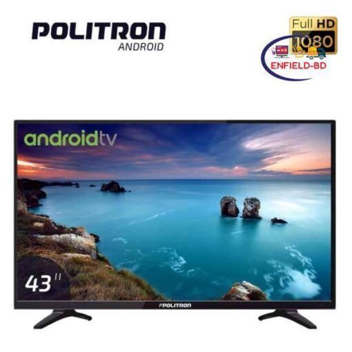 Politron Led Tv -43 Inch Android smart Full Hd 1GB-8GB Black 4k