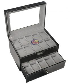 20-Slot Watch Organizer Holder Box with Glass Lid Enfield-bd.com