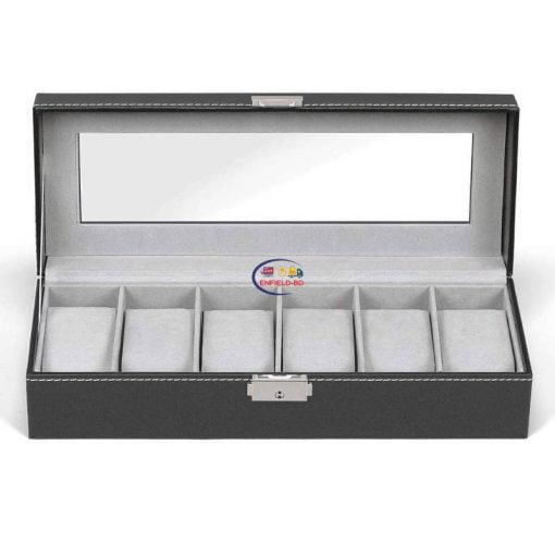 6_Slot Watch Organizer Holder Box with Glass Lid Enfield-bd.com