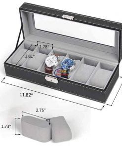 6_Slot Watch Organizer Holder Box with Glass Lid Enfield-bd.com