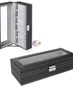 6_Slot Watch Organizer Holder Box with Glass Lid Enfield-bd.com